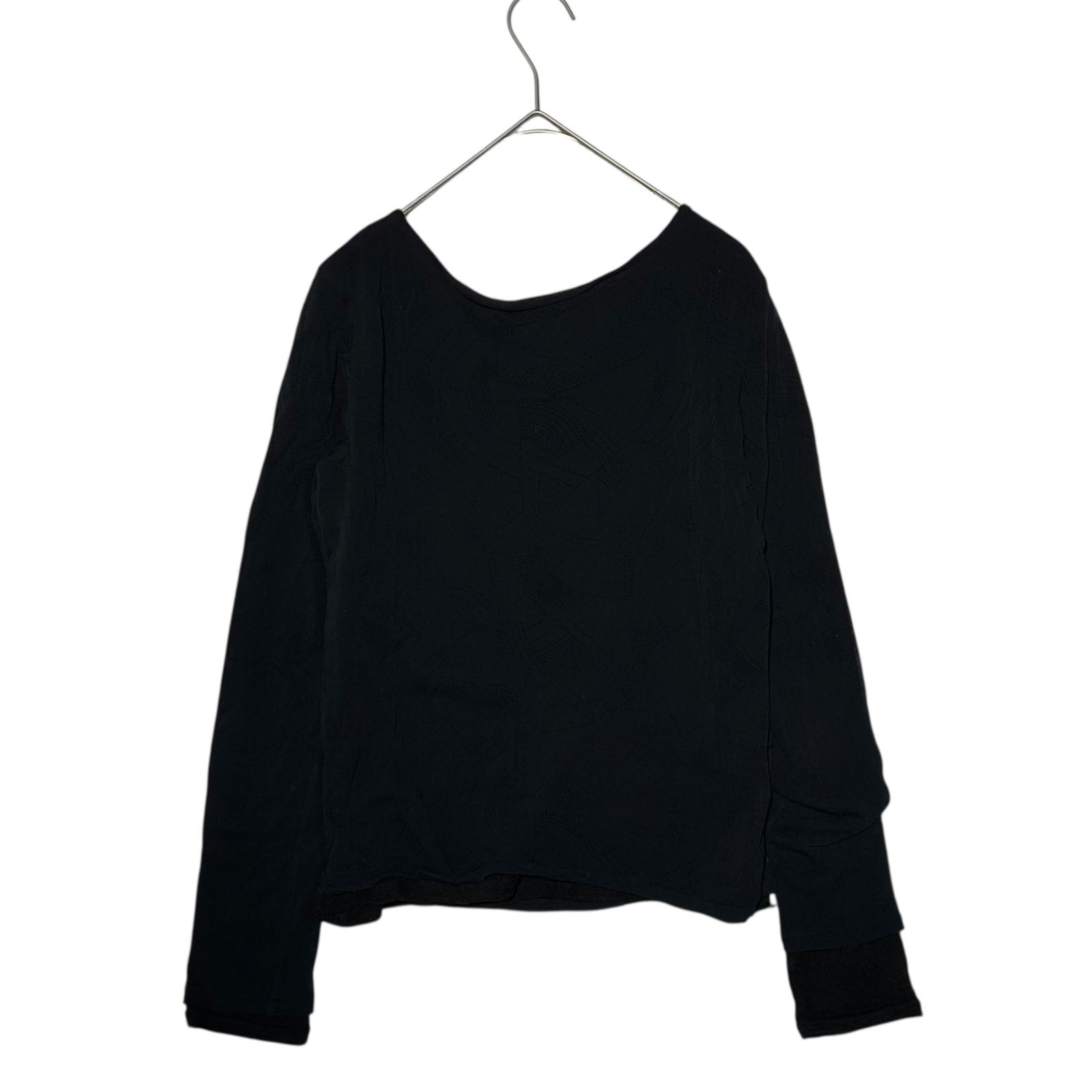 【人気売れ筋】 YOHJI YAMAMOTO NOIR ヨウジヤマモトプリュスノアール Design Stitch Layered Sheer Top デザイン ステッチ レイヤード シアー トップス 3 ブラック Tシャツ カットソー