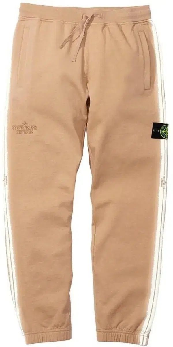 シュプリーム X ストーンアイランド ストライプ スウェットパンツ タン