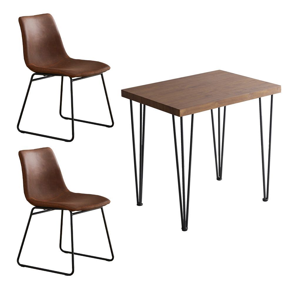 スクエアチェア2脚 同色 75㎝幅テーブル 3点セット SETH Umbure SH 24 STD 3 WA RDBR