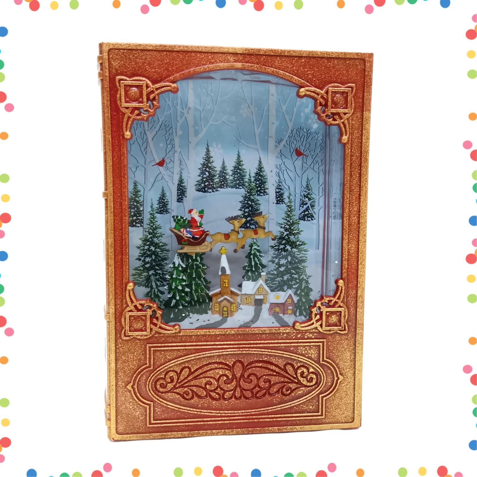 ギフト プレゼント クリスマス サンタソリ オルゴール８曲入 マーケット ＢＯＯＫ バブルＬＥＤライト 東京ローソク スノーイング リブライト