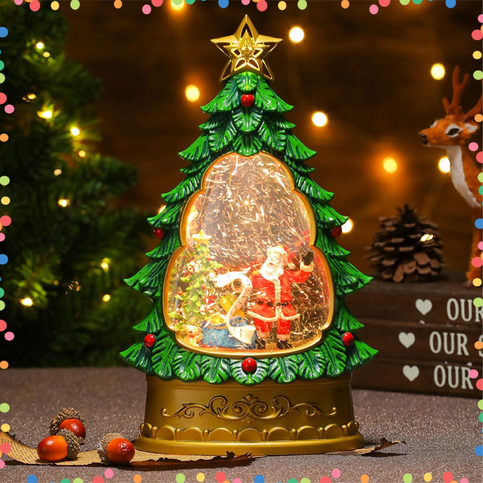 在庫処分】置物 スノー・ドーム オルゴール スノーグローブ クリスマス