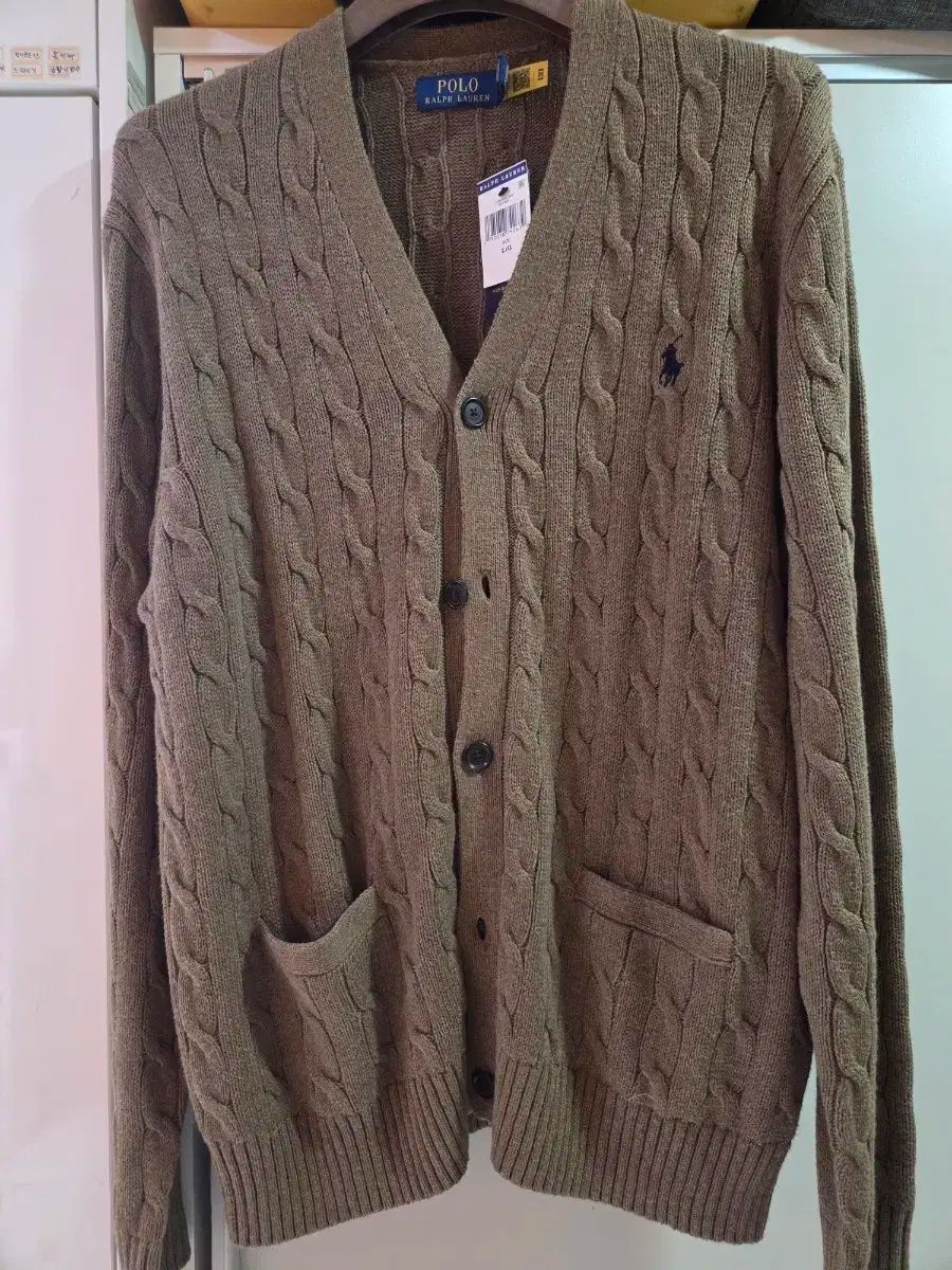 ポロラルフローレン メンズ ブラウン ケーブル カーディガン L