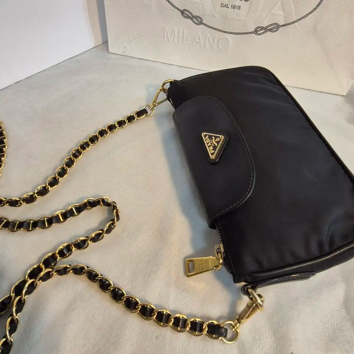  PRADA プラダ ブラック チェーン クロスバック フルセット メッセンジャーバッグ ショルダーバッグ