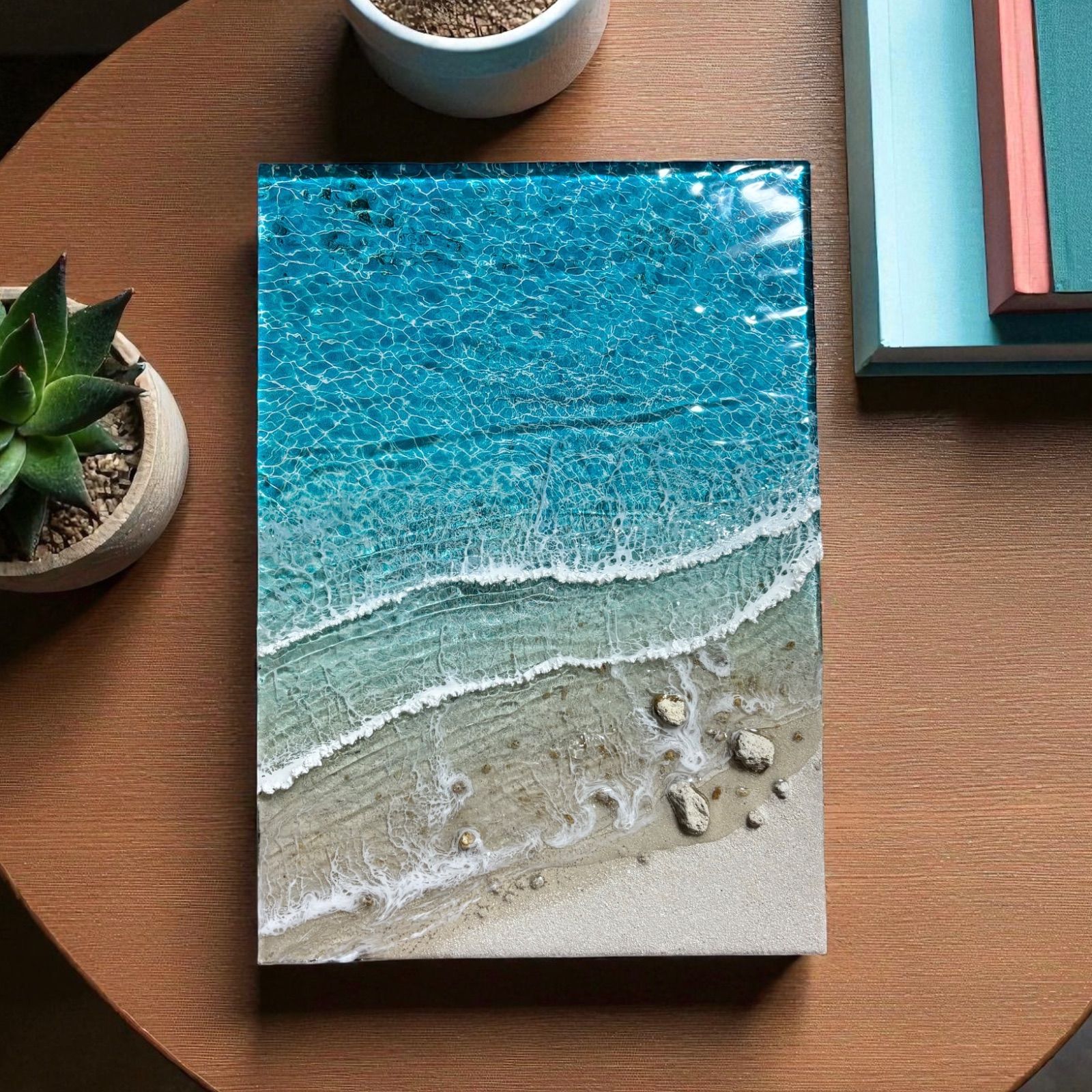 傾斜厚盛りボード 浅瀬 超立体 沖縄の海 レジンアートボード 美ら海 オーシャンアート N721