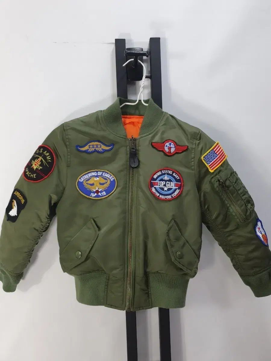 アルファ インダストリーズ キッズ MA-1 パイロットジャンパー リバーシブル ジャケット カーキ オレンジ 4-5 y