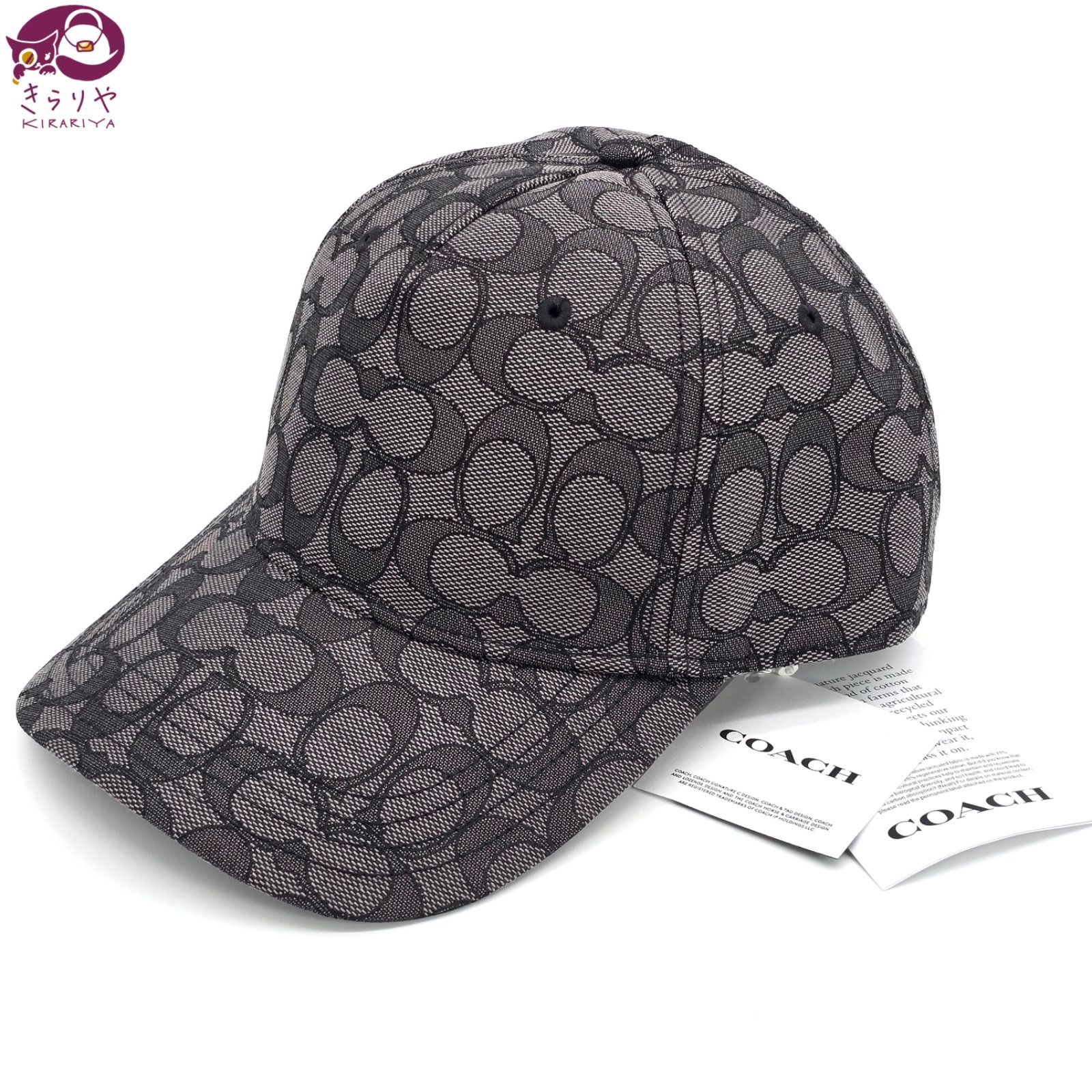 COACH コーチ CCN92 シグネチャー ジャカード ベースボール ハット 帽子 チャコール ONEサイズ 男女兼用 タグ 袋