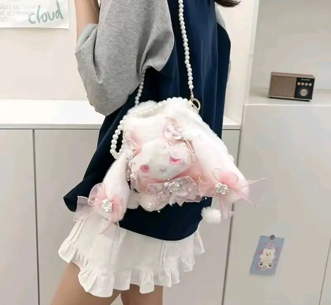 馬狼照英発 地雷系 ぬいぐるみ バッグ ポンポン 装飾 リボン