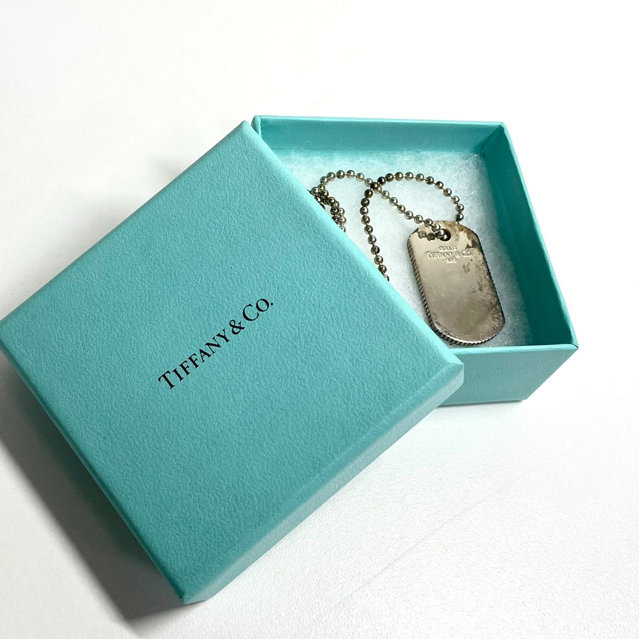 中古品】TIFFANY＆Co. ティファニー ドッグタグ ボールチェーン 