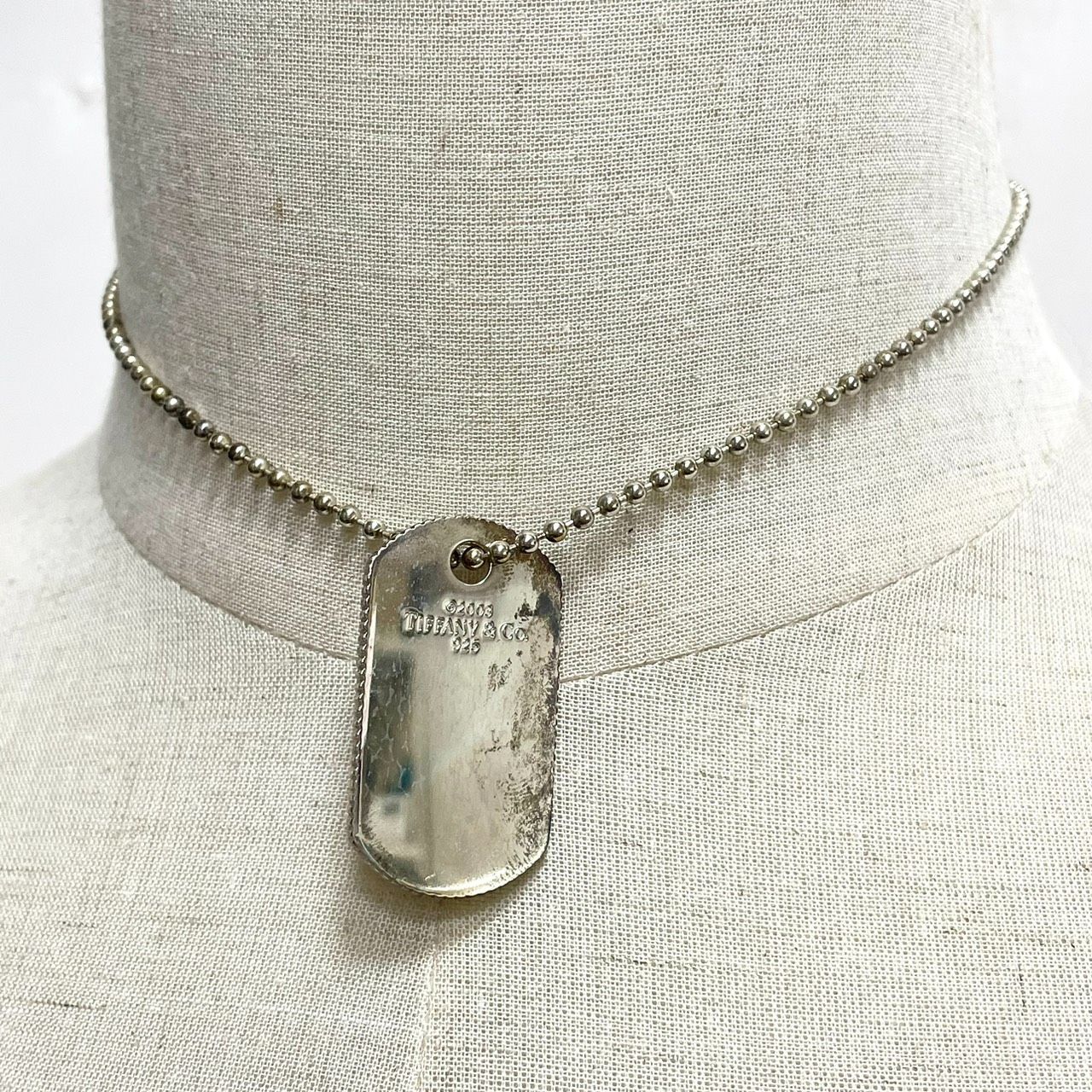 中古品】TIFFANY＆Co. ティファニー ドッグタグ ボールチェーン