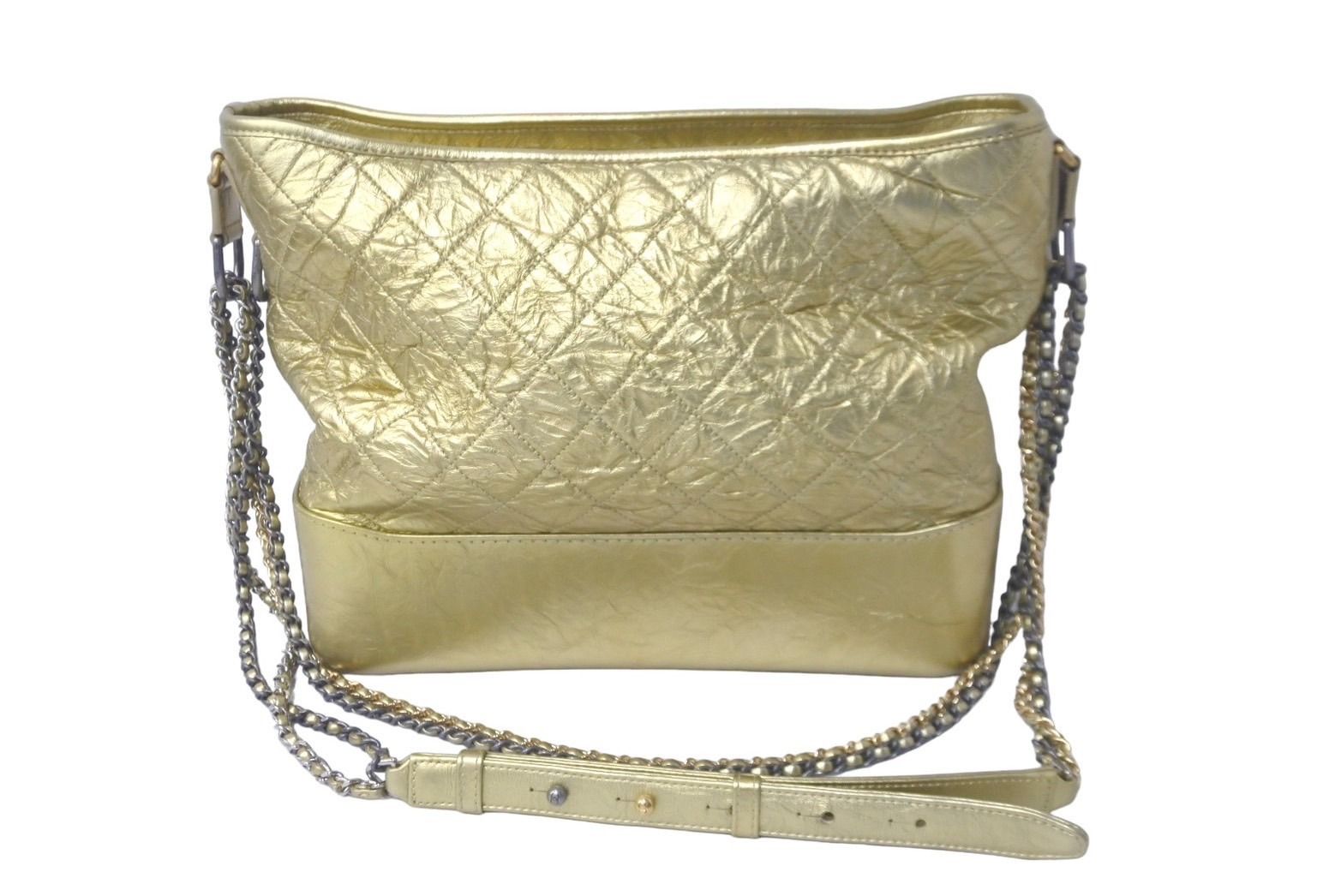 CHANEL シャネル ガブリエル ドゥ ショルダーバッグ ホーボー ココマーク A 93824 24番台 2017年 カーフ ゴールド 61588