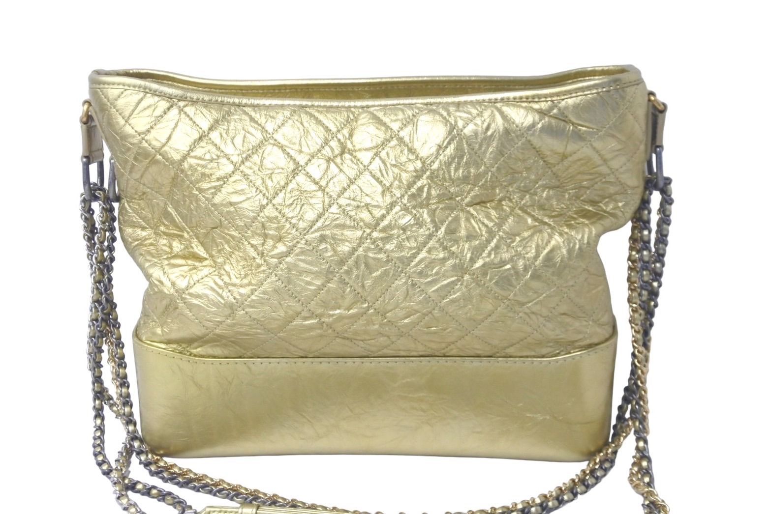 CHANEL シャネル ガブリエル ドゥ ショルダーバッグ ホーボー ココマーク A93824 24番台 2017年 カーフ ゴールド 61588