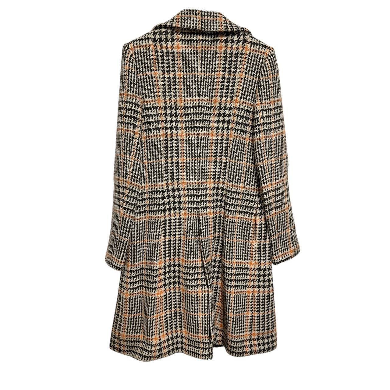 Z1542 ELLE エル 千鳥格子 ロングコート ウール レディース サイズ38
