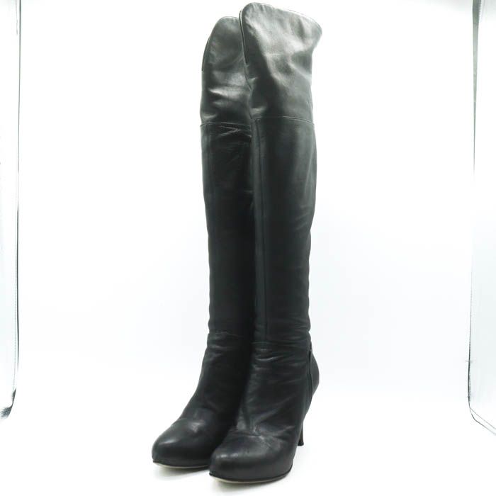 セルジオロッシ ニーハイブーツ ロングブーツ 本革 レザー シューズ ブランド 靴 伊製 レディース 35. ブラック Sergio Rossi
