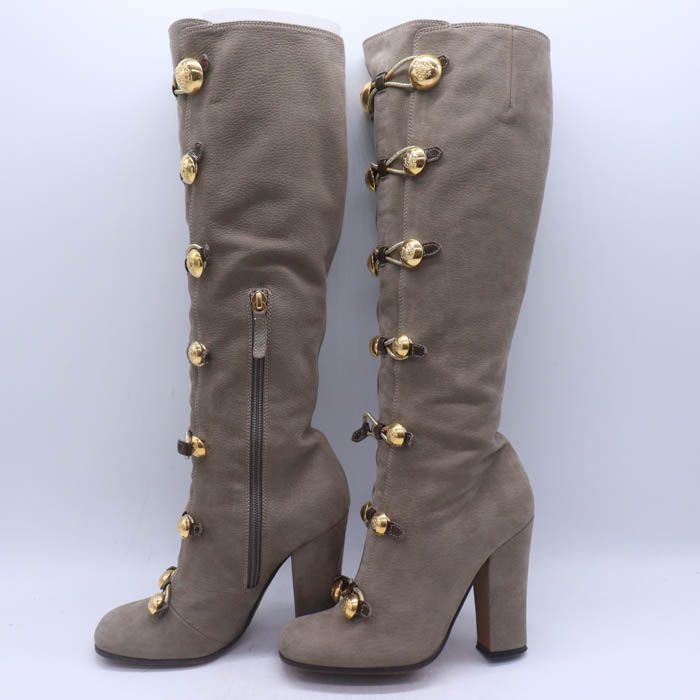  モスキーノ ロングブーツ レザー ナポレオン シューズ ブランド 靴 レディース 35. グレージュ MOSCHINO その他 ブーツ