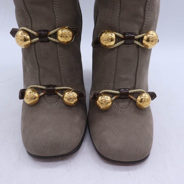 モスキーノ ロングブーツ レザー ナポレオン シューズ ブランド 靴 レディース 35. グレージュ MOSCHINO