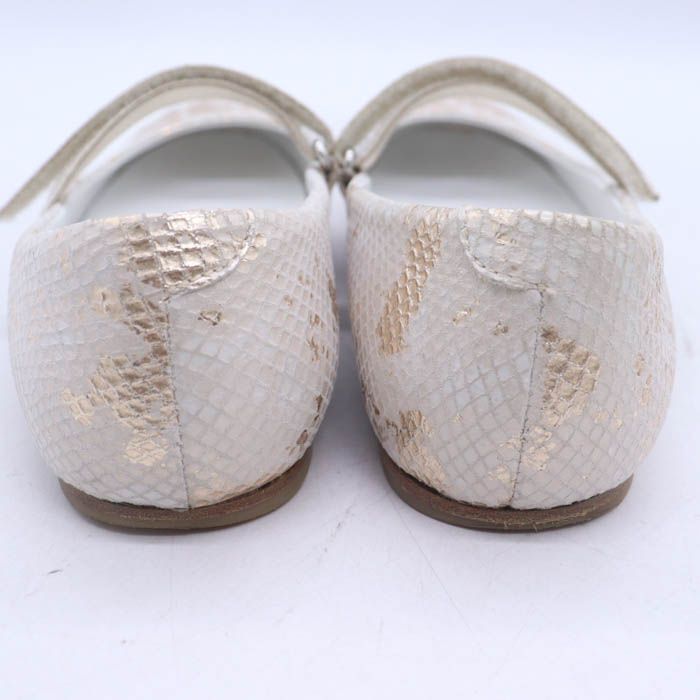  アルカ バレエシューズ 本革 レザー フラットシューズ ブランド 靴 伊製 レディース アイボリー×ゴールド ALKA その他 靴