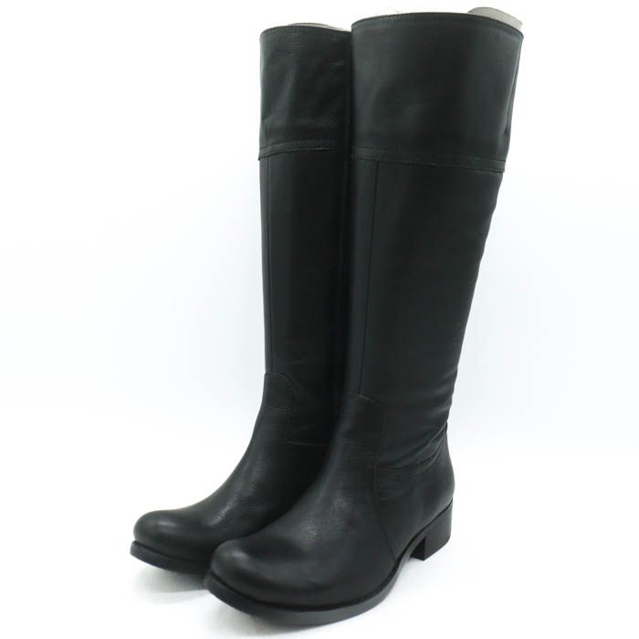 あしながおじさん ロングブーツ レザー シューズ ブランド 靴 黒 レディース 22. ブラック ashinaga-ojisan