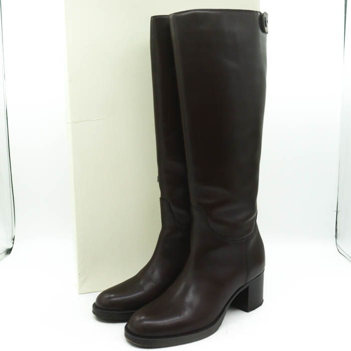 マックスマーラ ロングブーツ 本革 レザー シューズ ブランド 靴 イタリア製 レディース ブラウン MAX MARA