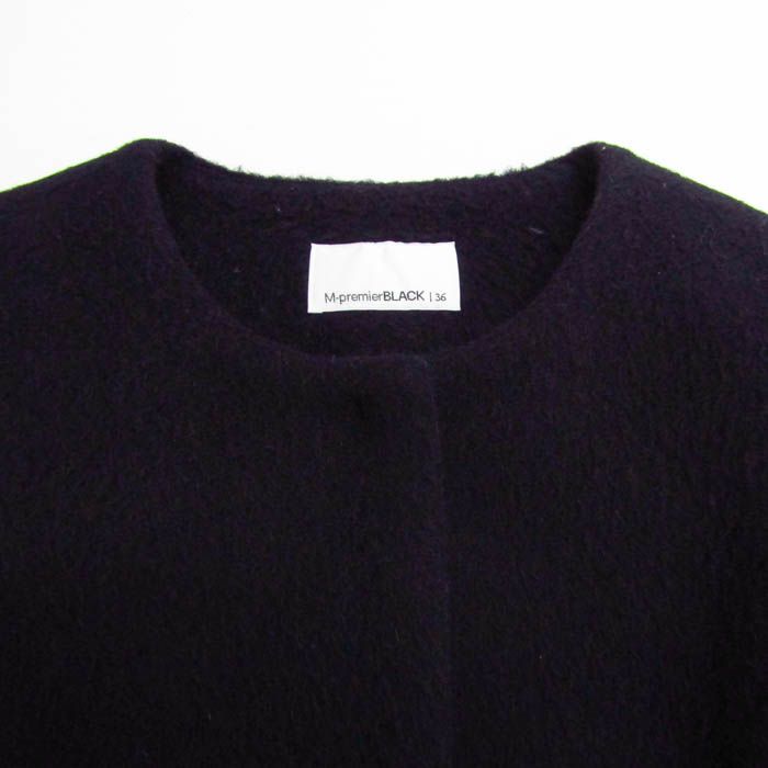 エムプルミエブラック ノーカラーコート ウールコート アウター