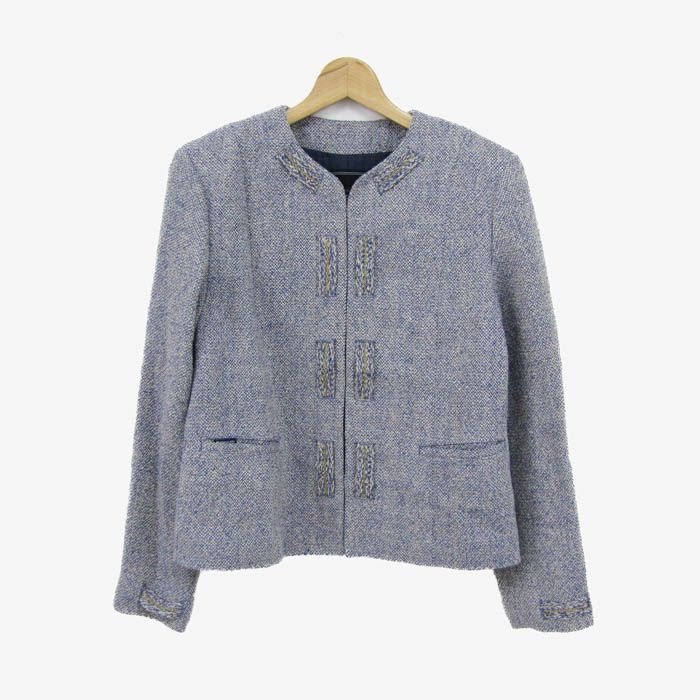 美品✨マドモアゼルノンノン　ノーカラージャケット　リネン100 ベージュ　M リネン100%◇Mademoiselle NON NON マドモアゼルノンノン 長袖