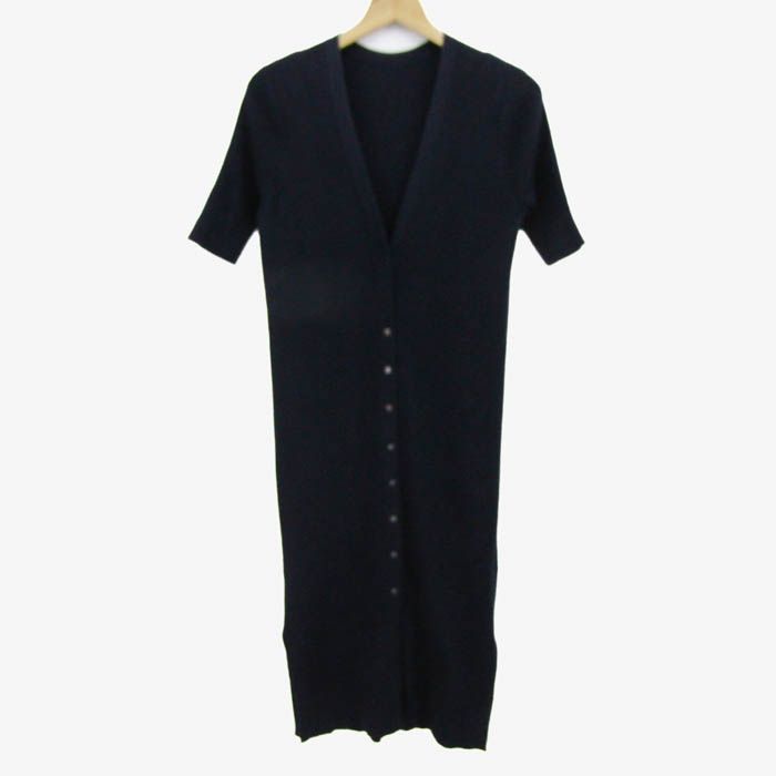 マカフィー ロングカーディガン トップス 半袖 リブニット トゥモローランド レディース Sサイズ ネイビー MACPHEE