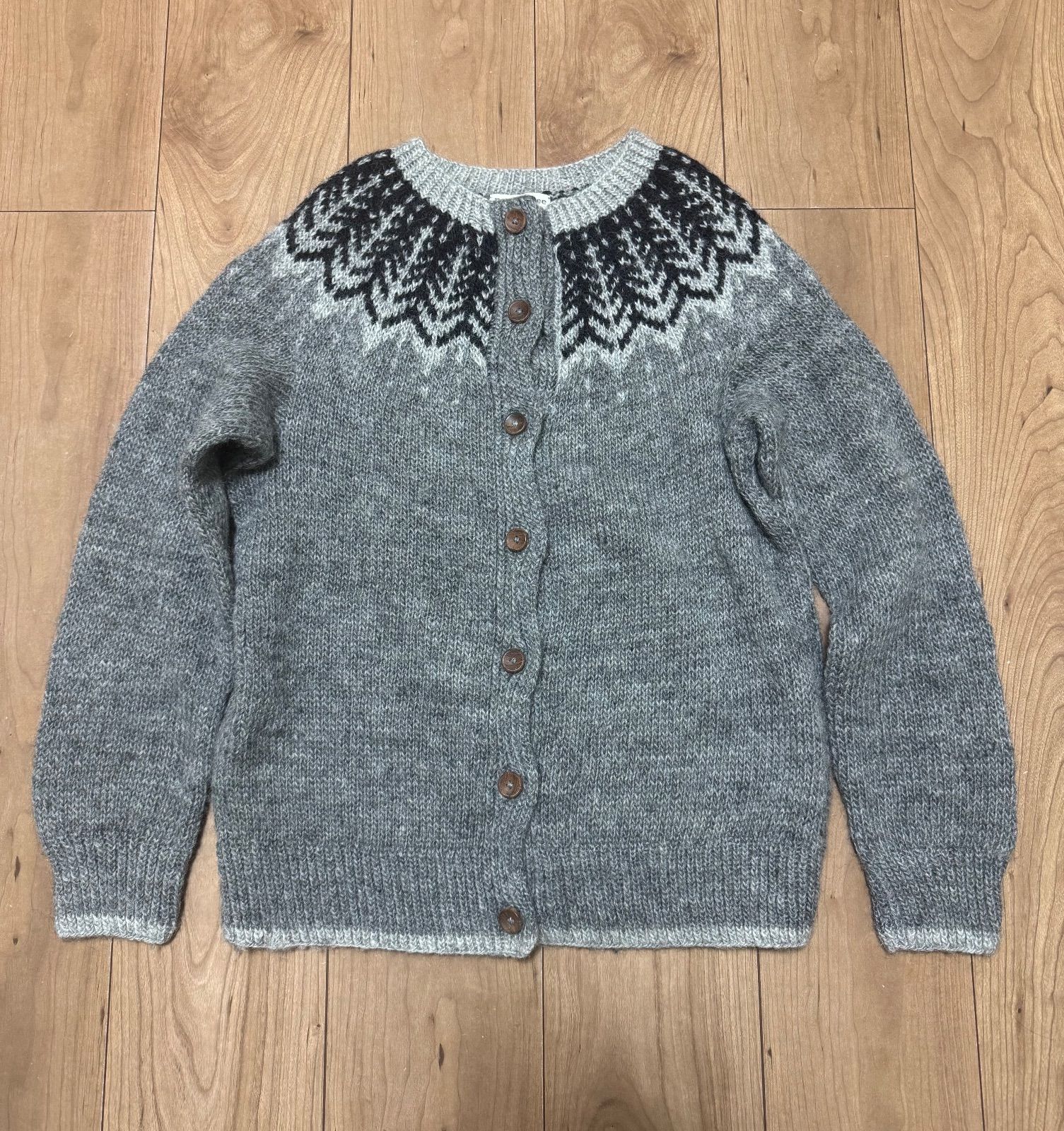 ピープルツリー People Tree 手編み ノルディック柄ジャガードカーディガン ニット ハンドメイド