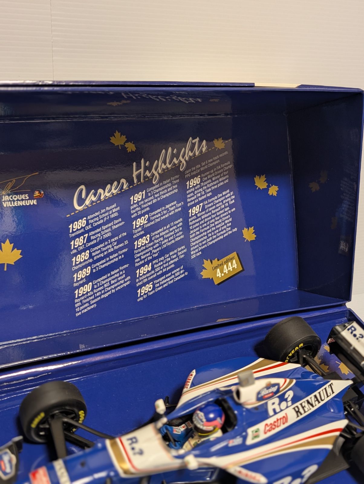 注意1/18ウィリアムズFW19ジャック・ビルヌーブボックス仕様