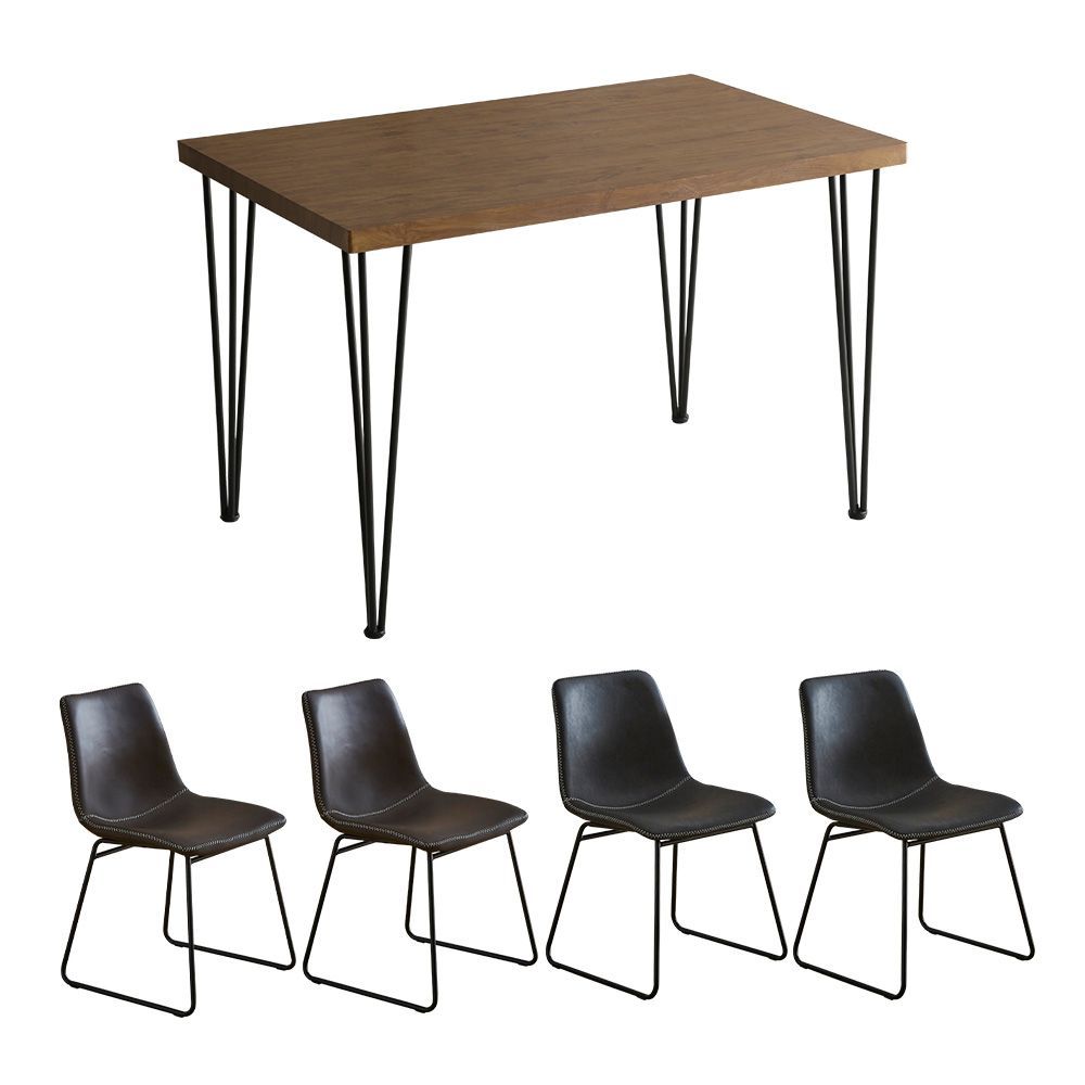 スクエアチェア4脚 110㎝幅テーブル 5点セット SETH×Umbure SH-24-STD 5-WA-DBBG