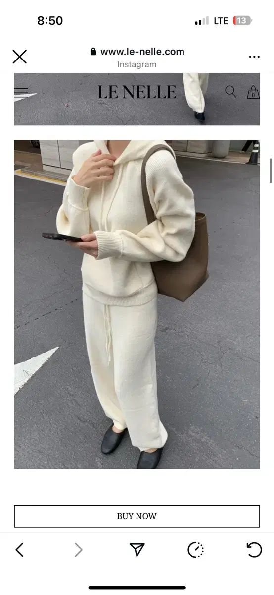 Le Nelle ニットフーディー セットアップ アイボリー