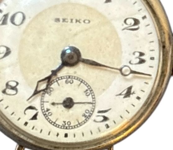 SEIKO セイコー 国産腕時計黎明期の上級モデル 戦前 ダイヤ針 ツートーン文字盤 九型ムーブ SKS ケース 精工舎 不動品
