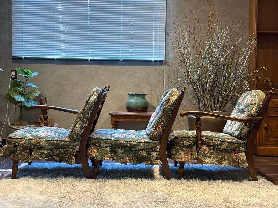 飛騨産業 キツツキマーク 3人掛けセパレートソファ オットマン ビンテージ RZ 飛騨産業 キツツキマーク 3人掛けセパレートソファ オットマン