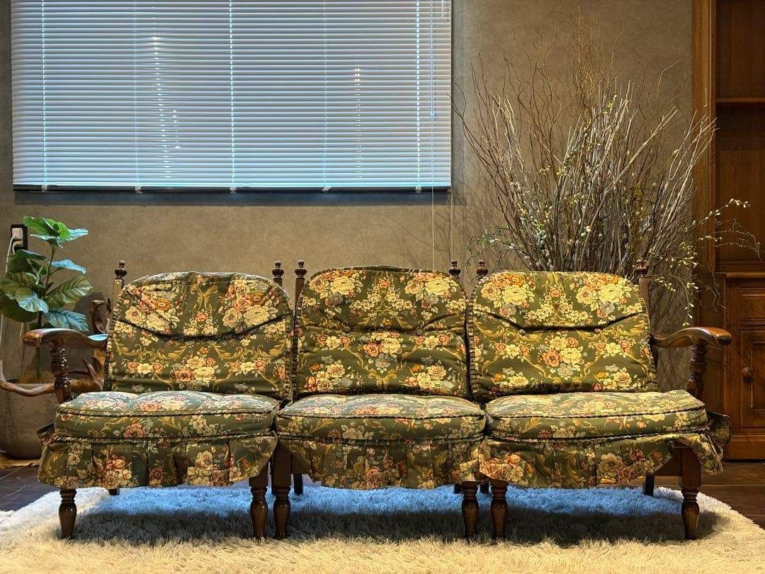 飛騨産業 キツツキマーク 3人掛けセパレートソファ オットマン