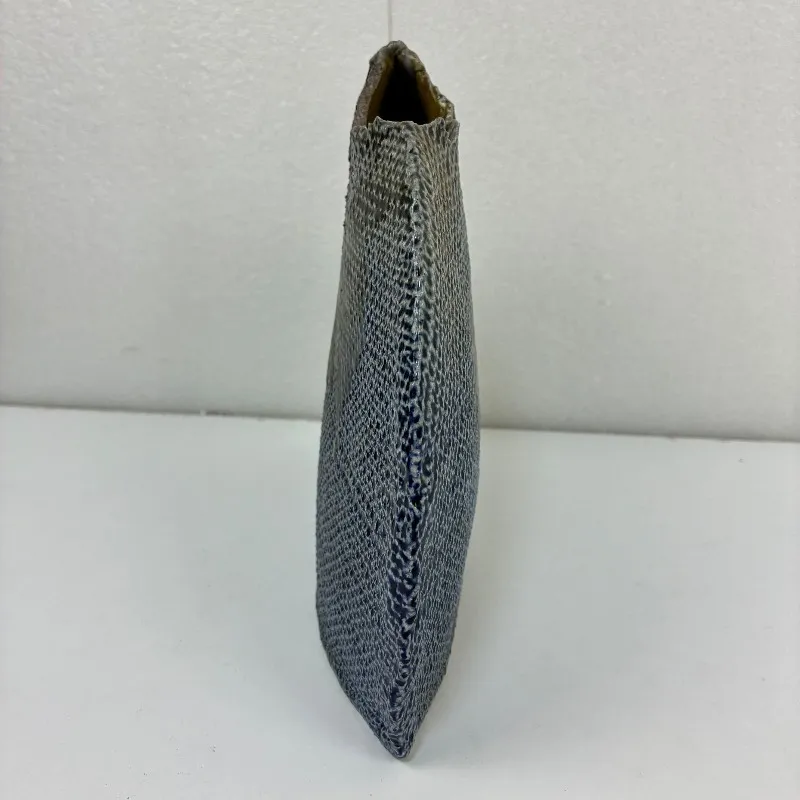 一の瀬焼 丸田窯元 塩釉布目扁壺 丸田巧 花器 花瓶 陶器