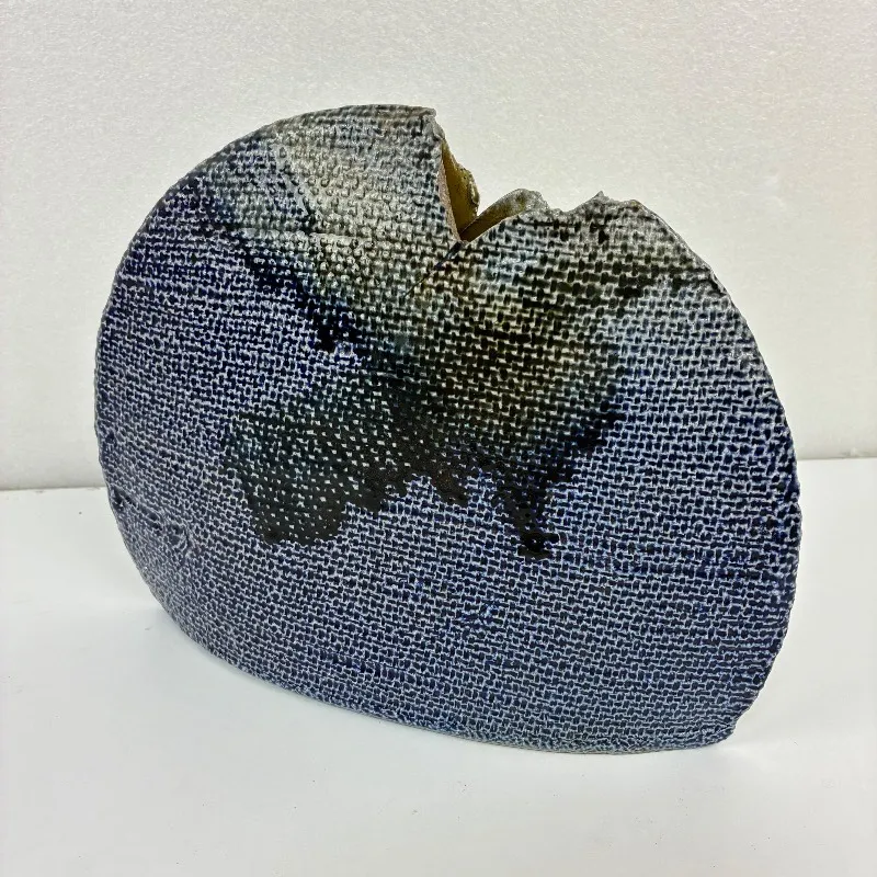 一の瀬焼 丸田窯元 塩釉布目扁壺 丸田巧 花器 花瓶 陶器