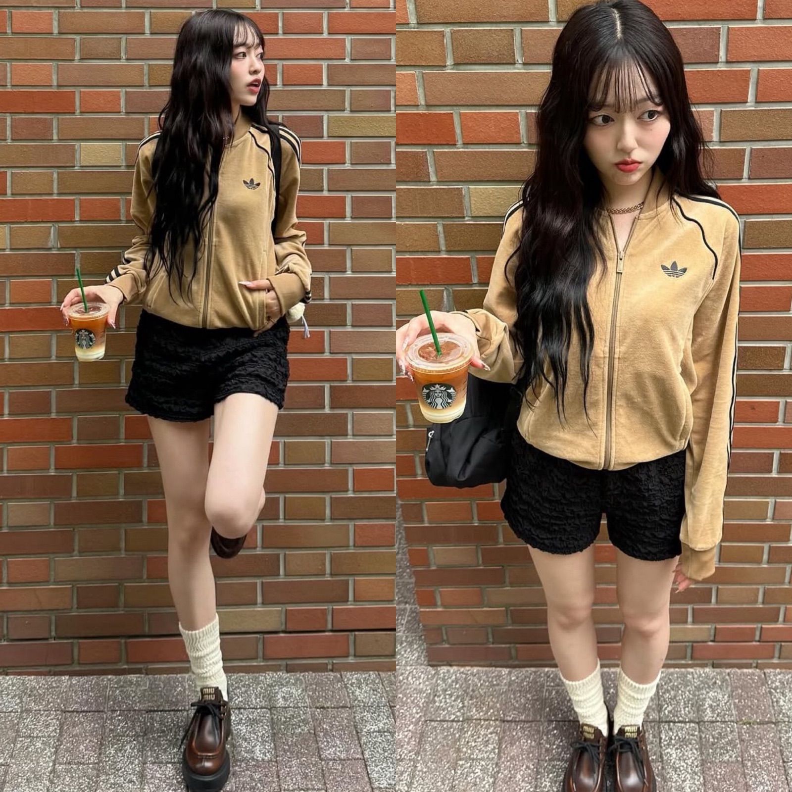新品M⭐️adidas アディカラー ブラウン ベロア トラックトップ 風早 