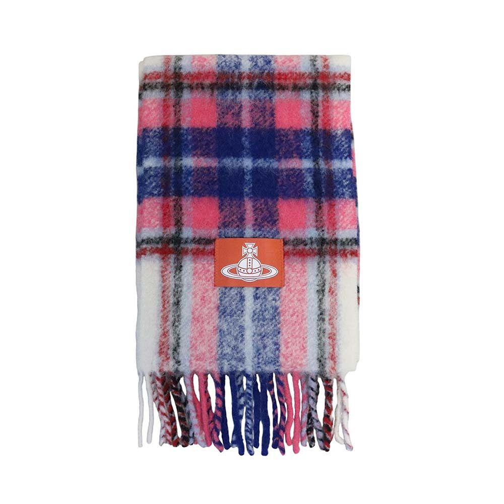 ヴィヴィアンウエストウッド VIVIENNE WESTWOOD CHUNKY TARTAN マフラー ウール オーブ ロゴ ユニセックス ピンク ブランド おしゃれ 記念 プレゼント ギフト