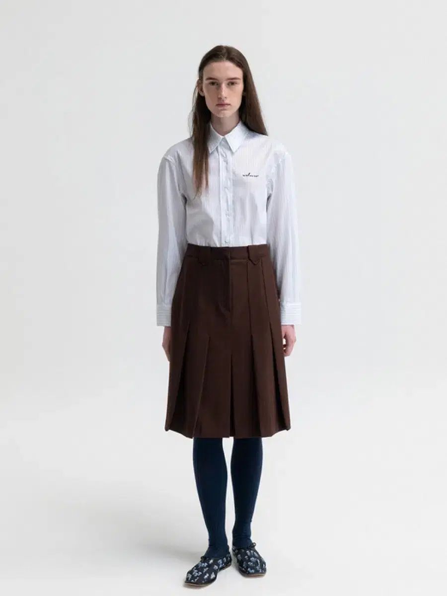 ブラウン プリーツ スカート ウール