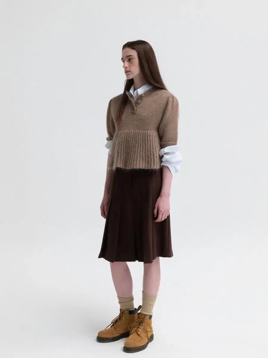 ブラウン プリーツ スカート ウール