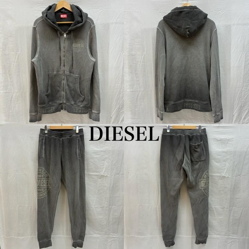 ディーゼル 24AW ワッフル サーマル ジップアップ パーカー イージーパンツ セットアップ フェード加工 メンズ S ISItems 古着 50147098