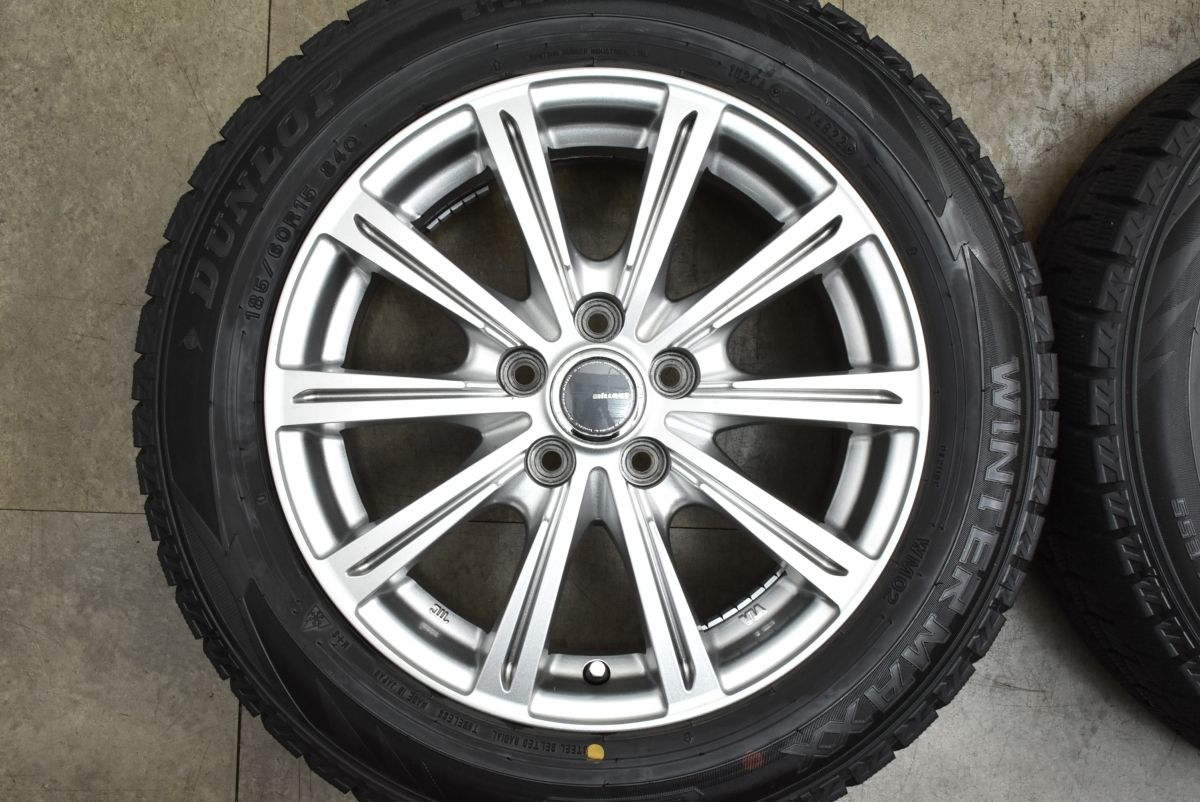 ヤリス フィット等に ミルアス 15 in 6 J 43 PCD 100 ダンロップ ウィンターマックス WM 02 185 60 R シャトル グレイス アクア ヴィッツ
