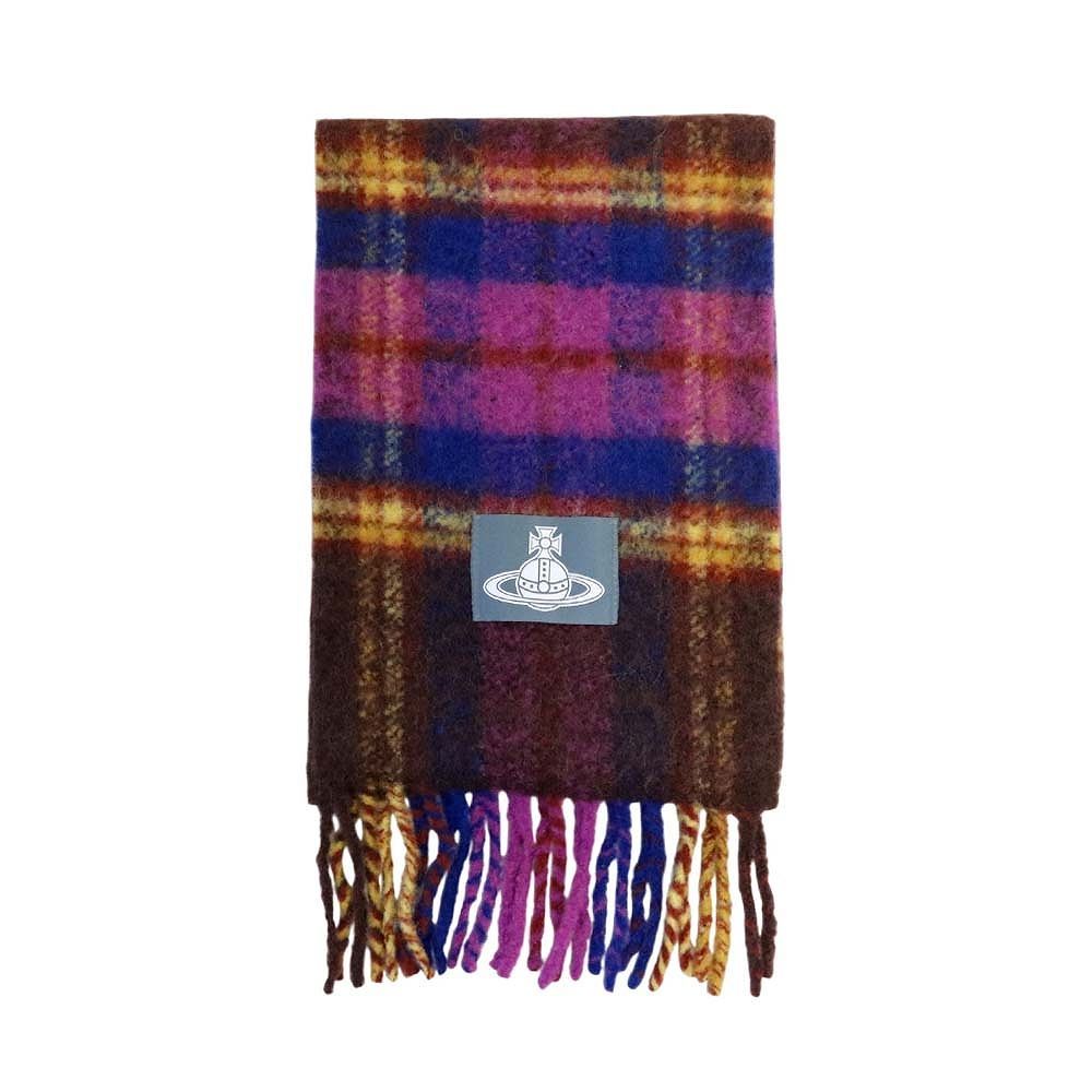 ヴィヴィアンウエストウッド VIVIENNE WESTWOOD CHUNKY TARTAN マフラー ウール オーブ ロゴ ユニセックス パープル ブランド おしゃれ 記念 プレゼント ギフト