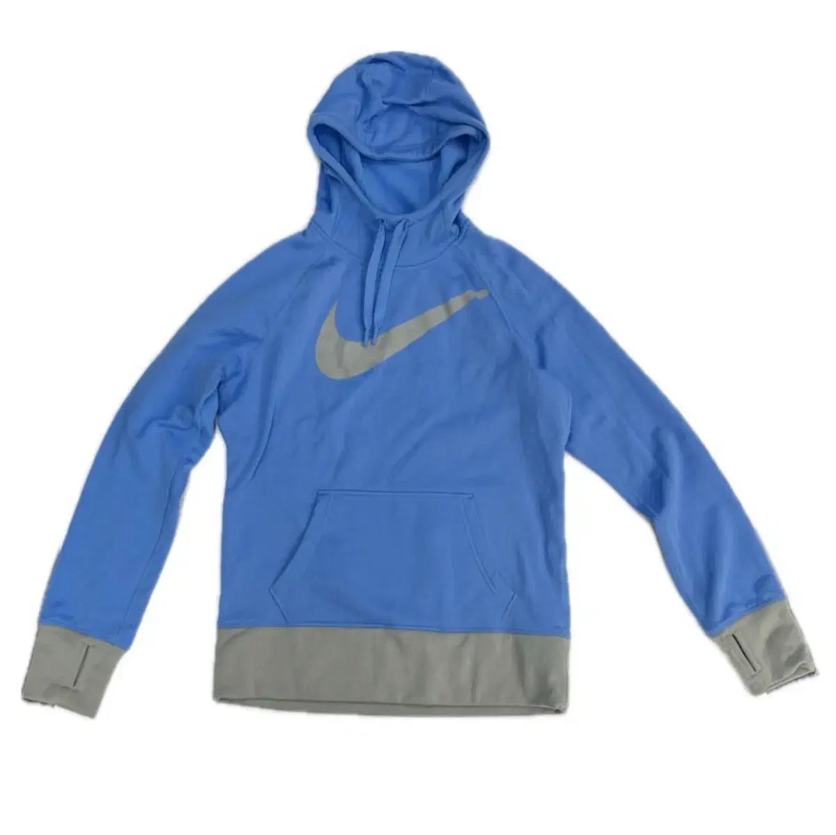 NIKE ビックロゴ Y2K プリンティング バイ ブルー グレー 冬 起毛 フードTシャツ