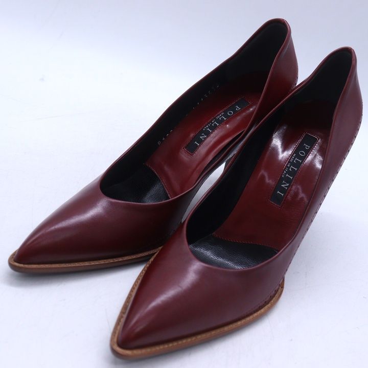 ポリーニ パンプス 本革 レザー ハイヒール ブランド シューズ 靴 イタリア製 レディース 37. レッド POLLINI