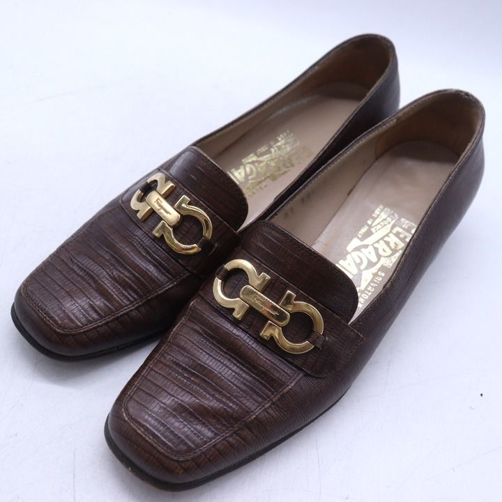 サルヴァトーレフェラガモ ローファー ガンチーニ リザード型押し
