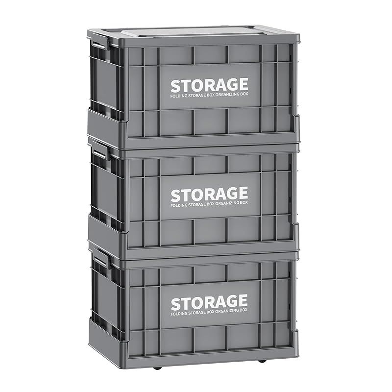 収納ボックス 折りたたみ式 大容量 コンテナボックス 蓋付き キャスター付き おしゃれ プラスチックケース クローゼット 押入れ 衣類 おもちゃ 布団 書類 漫画収納 アウトドア キャンプ用 Lサイズ3個 52 37.5 30cm 58L 0