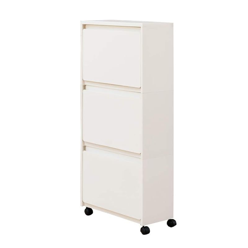 ケユカ rectie ボックス 3段 37.5L 白 蓋付 キャスター付 衣類収納 フラップ式 扉付き 収納ボックス ゴミ箱 ホワイト KEYUCA