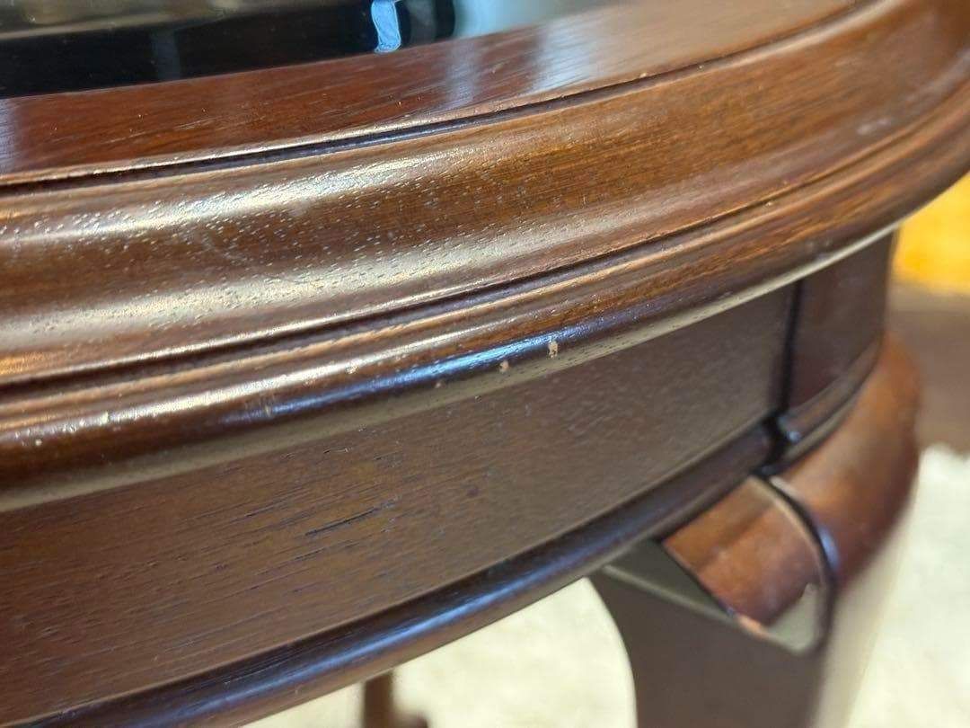 maruni クラシック 猫脚 ラウンドテーブル ガラステーブル オールド