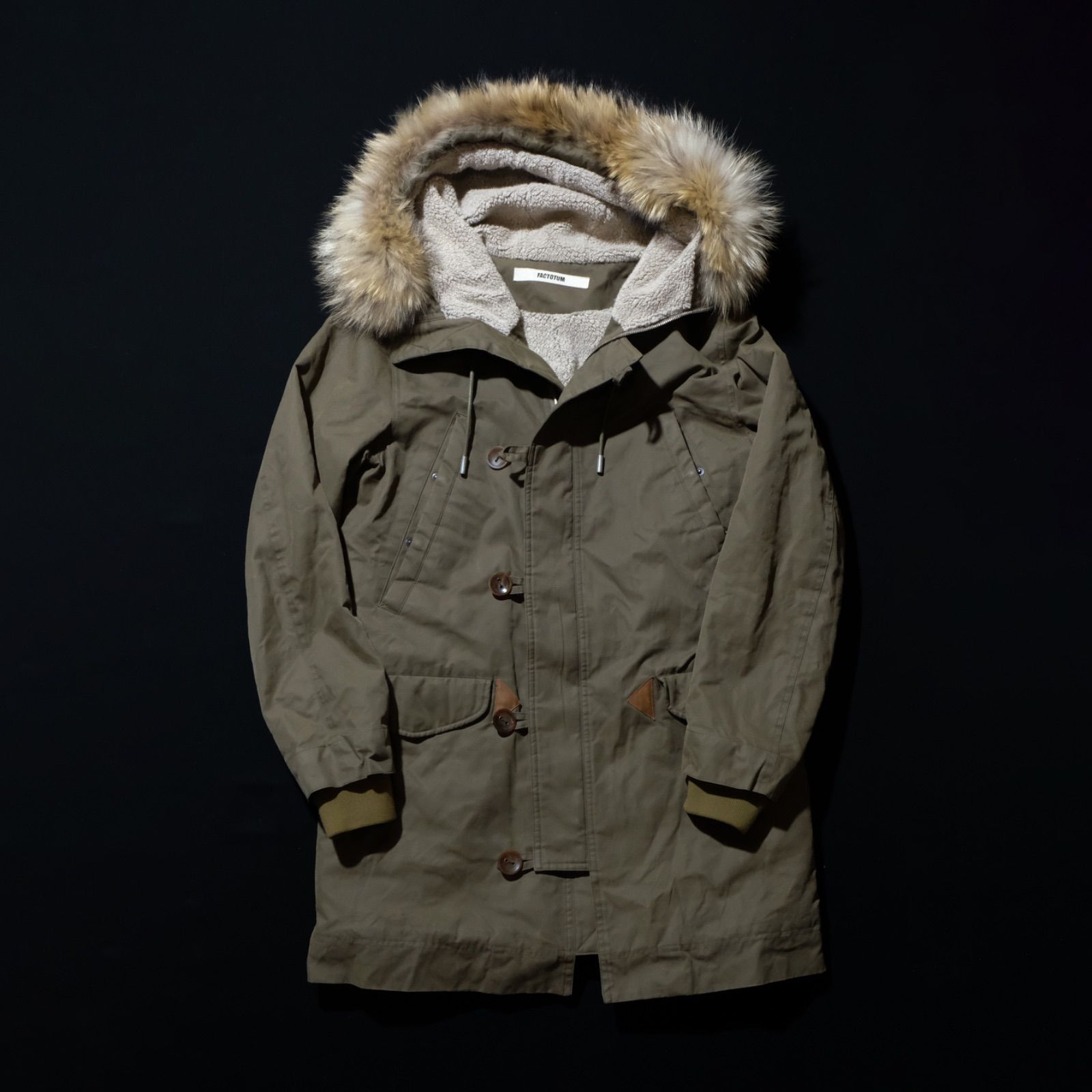 FACTOTUM N-3Bタイプ 裏ボア フライトジャケット 48 L相当 ファクトタム モッズコート リアルファー ラクーンファー