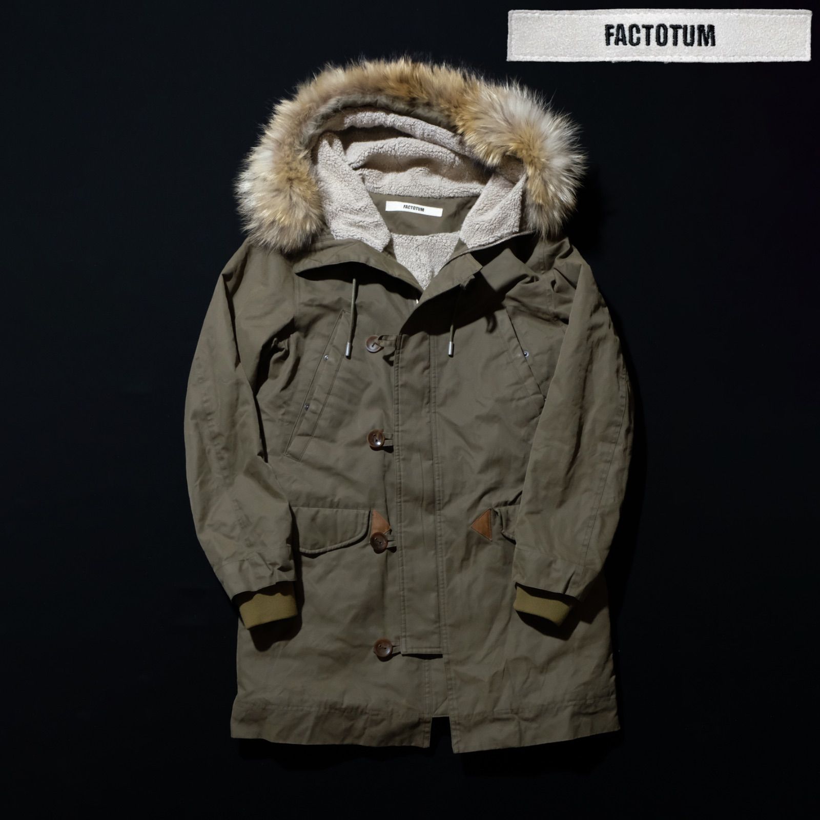 FACTOTUM N-3Bタイプ 裏ボア フライトジャケット 48 L相当 ファクトタム モッズコート リアルファー ラクーンファー