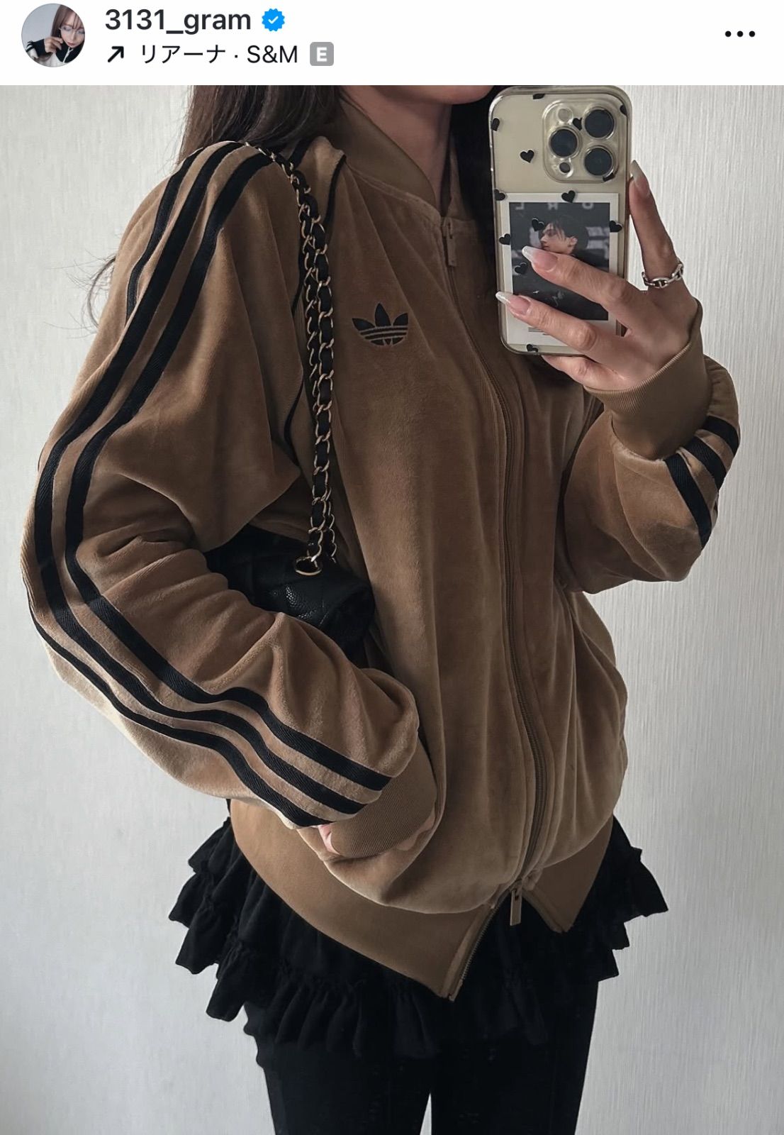 新品S⭐️adidas アディカラー ブラウン ベロア トラックトップ michi 希少XS⭐️adidasアディカラー ブラウン ベロア トラックトップ michi